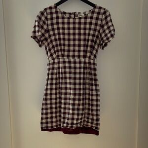 Love Riche Maroon and Beige Plaid Dress